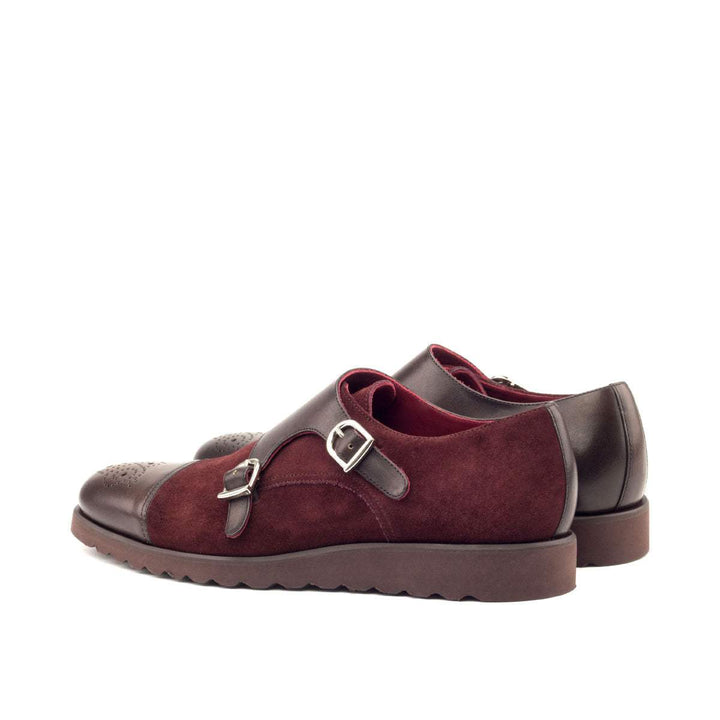 Men's Double Monk Shoes Leather Burgundy Dark Brown 2681 4- MERRIMIUM