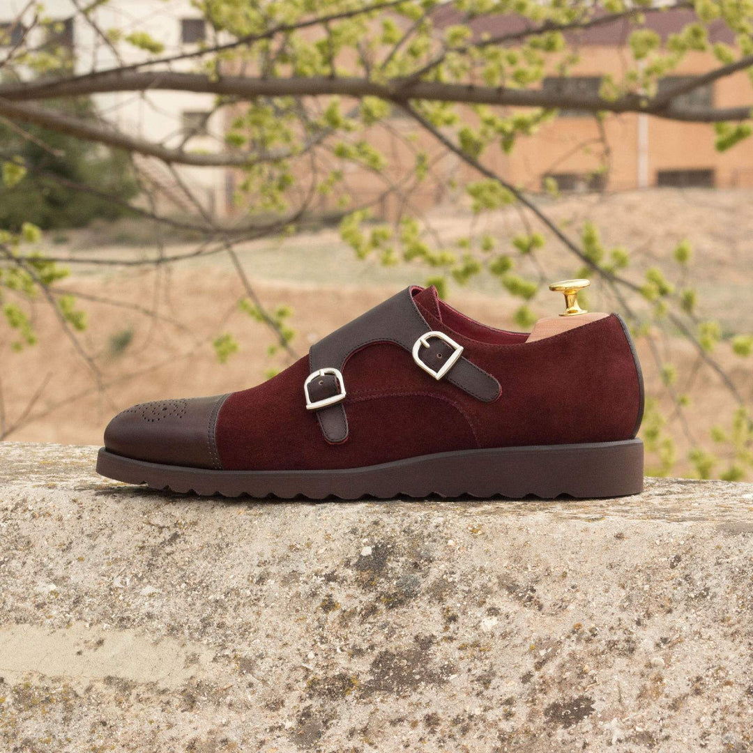 Men's Double Monk Shoes Leather Burgundy Dark Brown 2681 1- MERRIMIUM--GID-1365-2681
