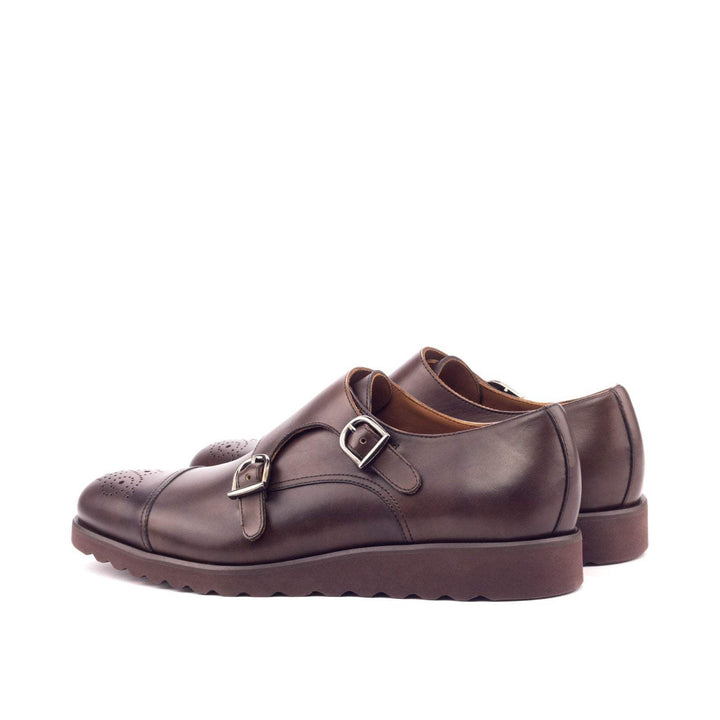 Men's Double Monk Shoes Leather Dark Brown 3134 4- MERRIMIUM
