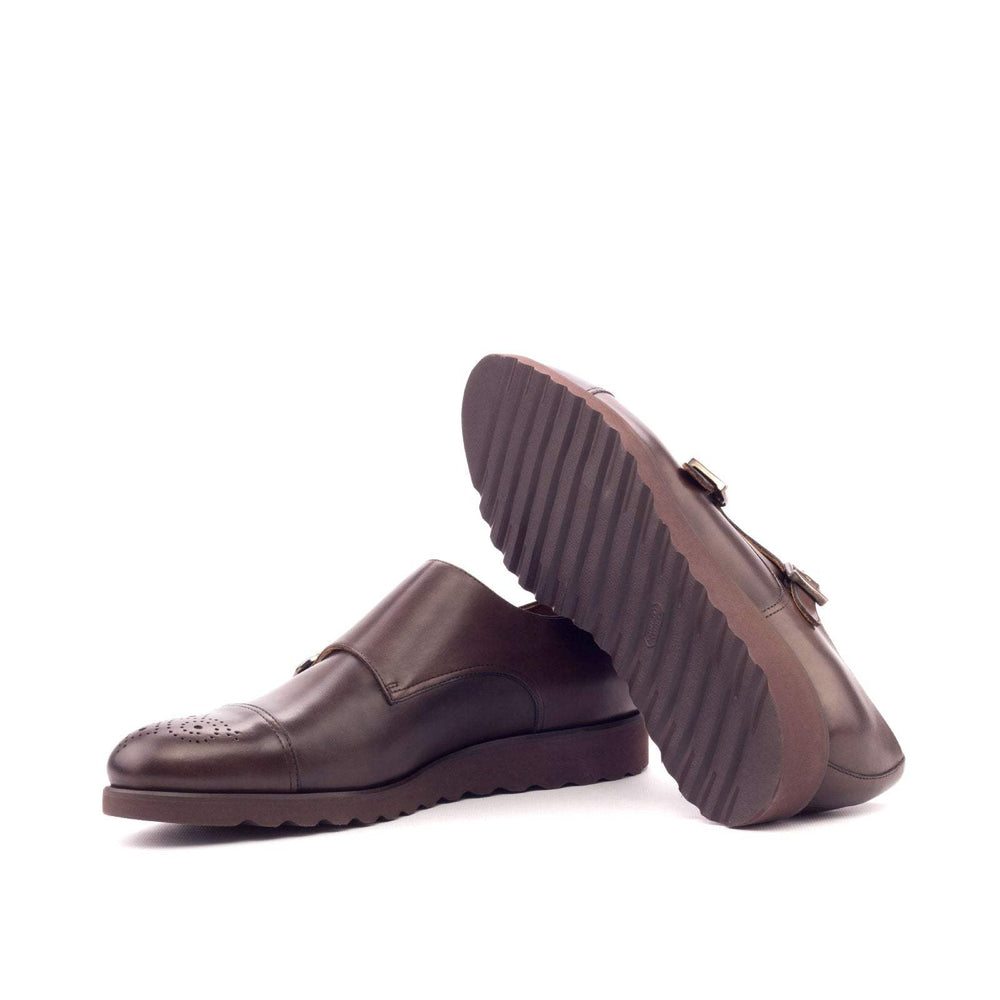 Men's Double Monk Shoes Leather Dark Brown 3134 2- MERRIMIUM