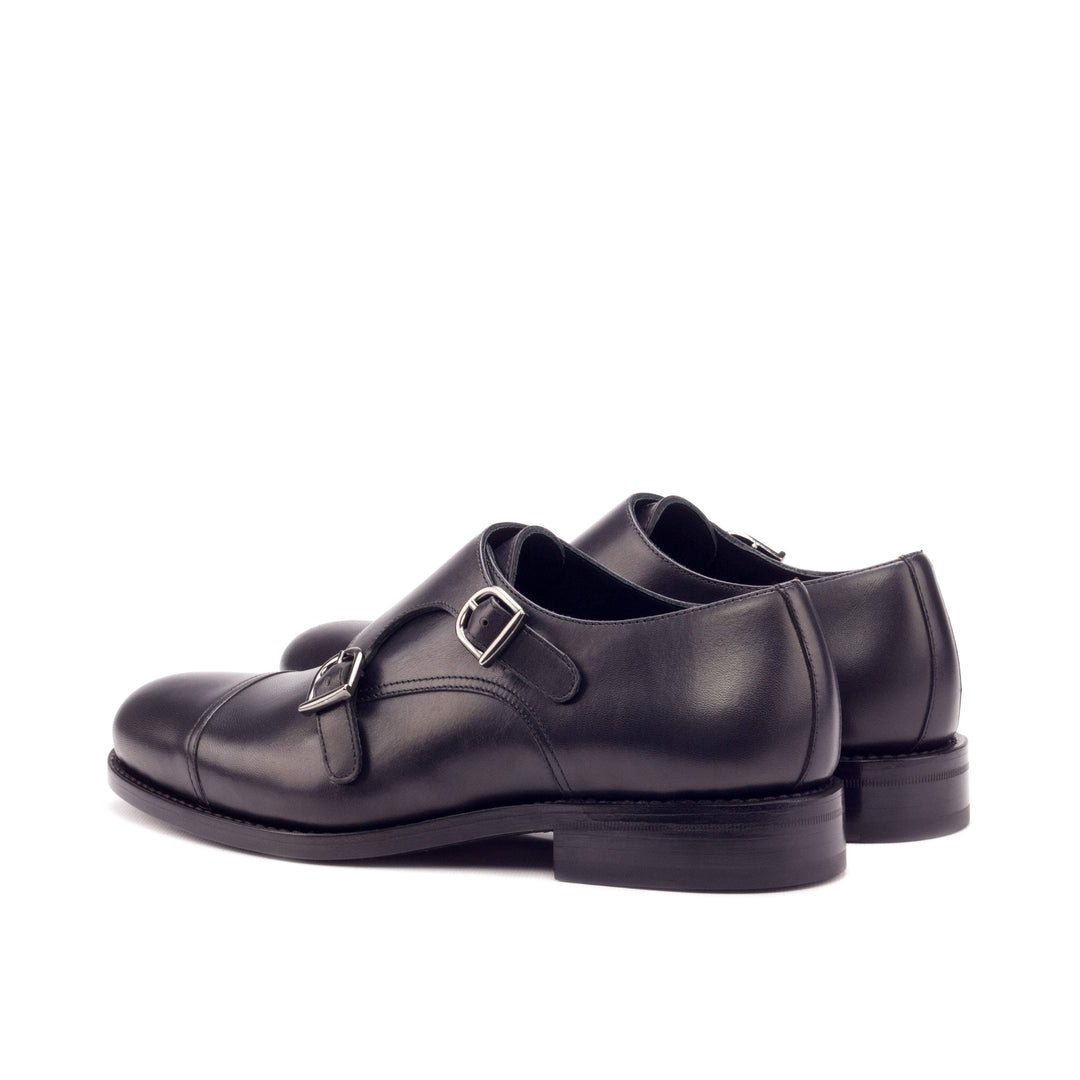 Men's Double Monk Shoes Leather Goodyear Welt Black 3249 4- MERRIMIUM