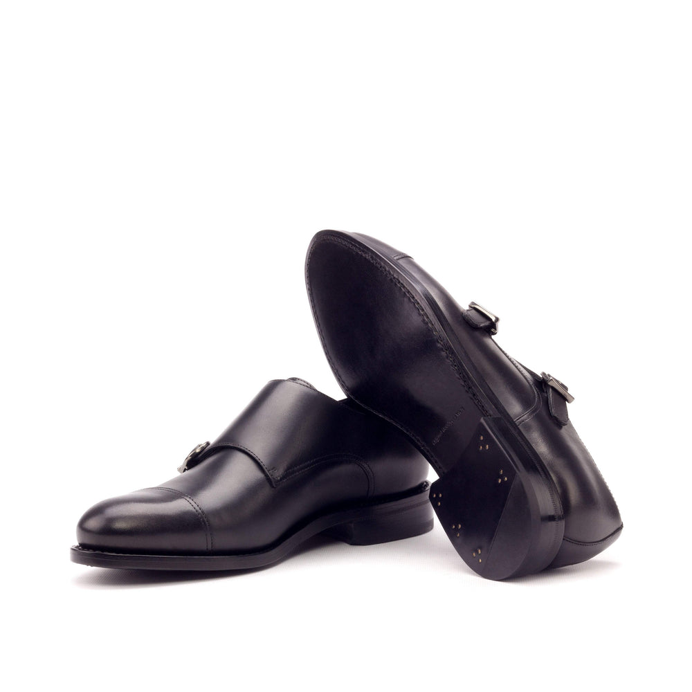 Men's Double Monk Shoes Leather Goodyear Welt Black 3249 2- MERRIMIUM