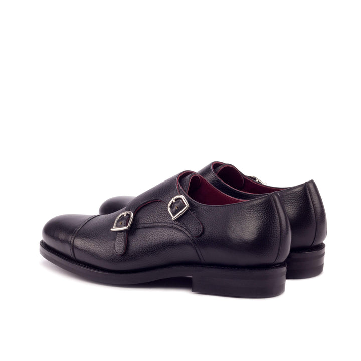 Men's Double Monk Shoes Leather Goodyear Welt Black 3256 4- MERRIMIUM