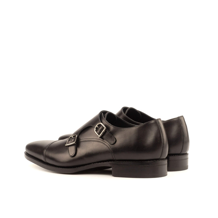 Men's Double Monk Shoes Leather Goodyear Welt Black 3945 4- MERRIMIUM