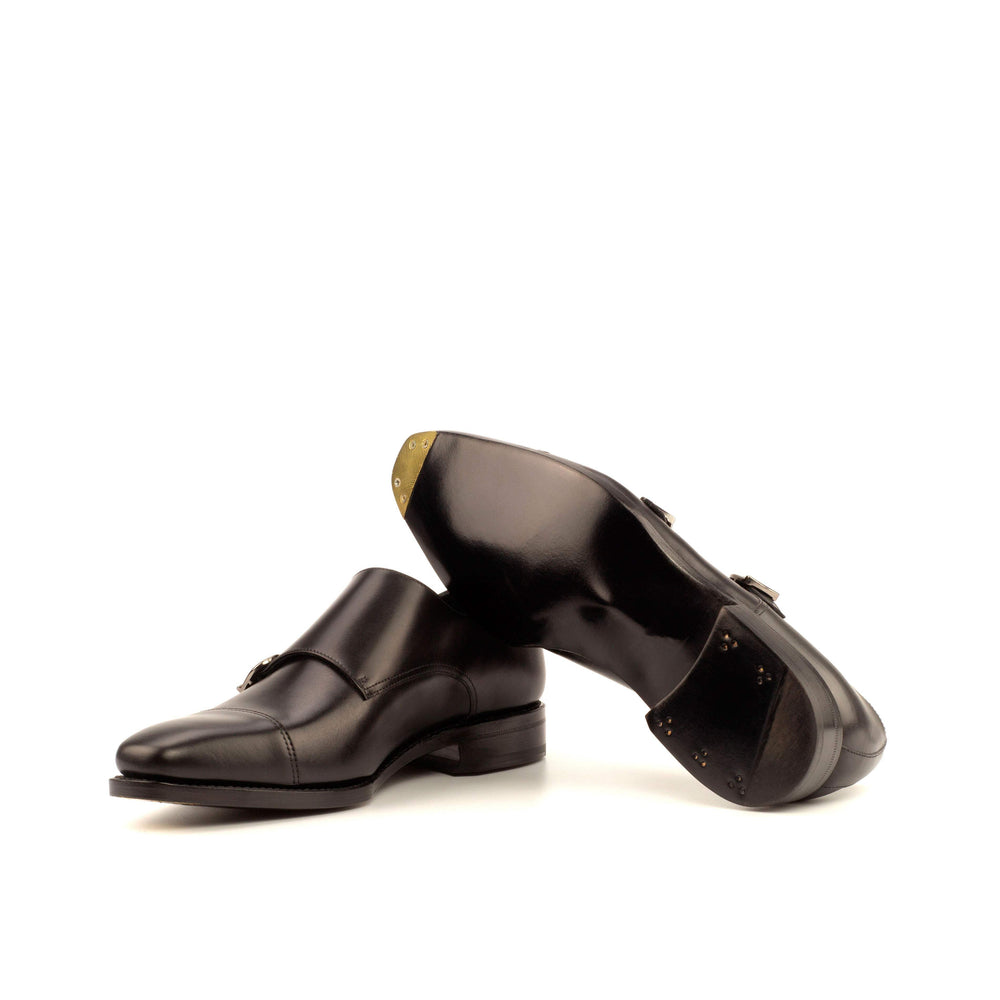 Men's Double Monk Shoes Leather Goodyear Welt Black 3945 2- MERRIMIUM