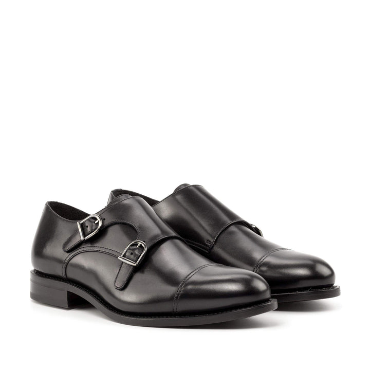 Men's Double Monk Shoes Leather Goodyear Welt Black 5003 3- MERRIMIUM