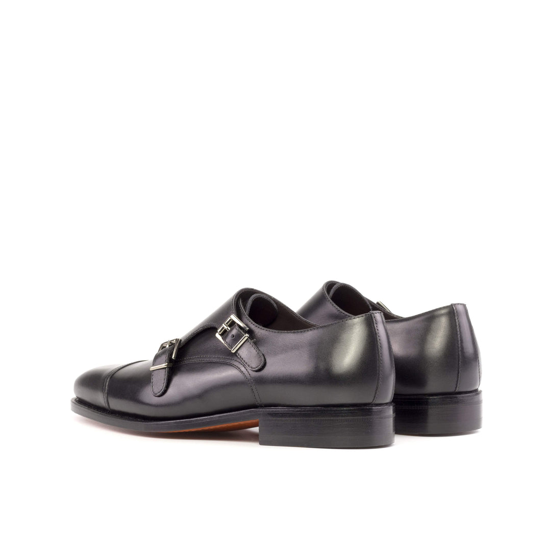 Men's Double Monk Shoes Leather Goodyear Welt Black 5262 4- MERRIMIUM