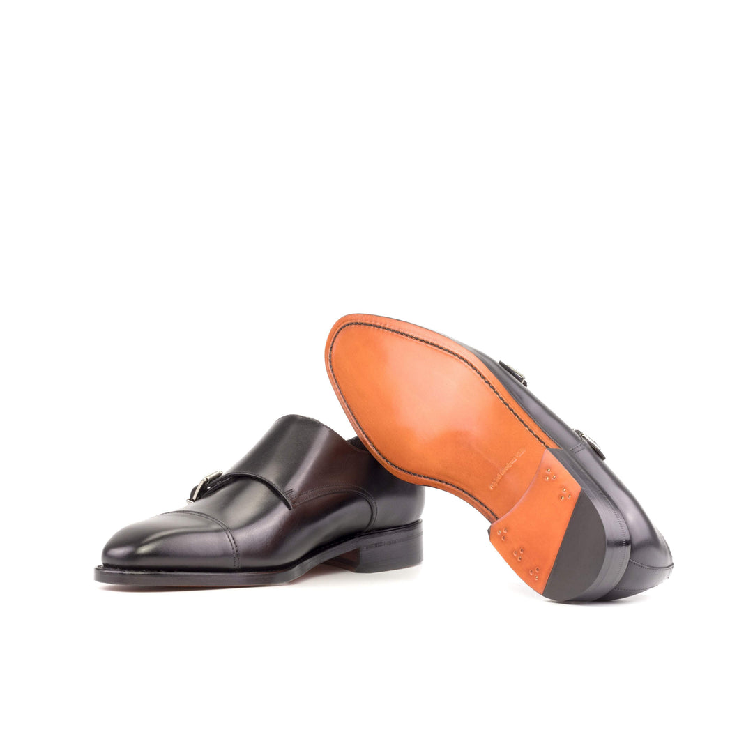 Men's Double Monk Shoes Leather Goodyear Welt Black 5262 3- MERRIMIUM
