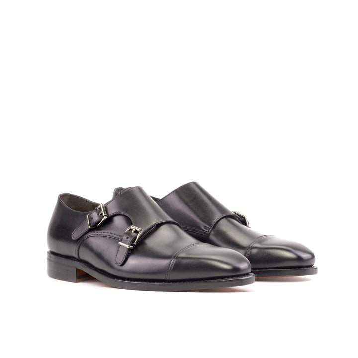 Men's Double Monk Shoes Leather Goodyear Welt Black 5262 6- MERRIMIUM