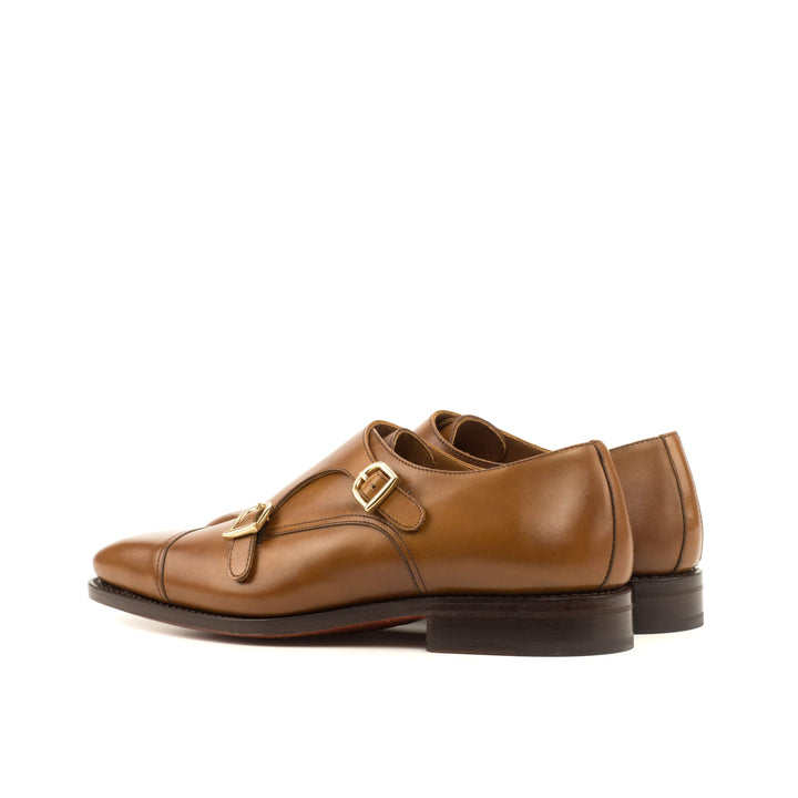 Men's Double Monk Shoes Leather Goodyear Welt Brown 3734 4- MERRIMIUM