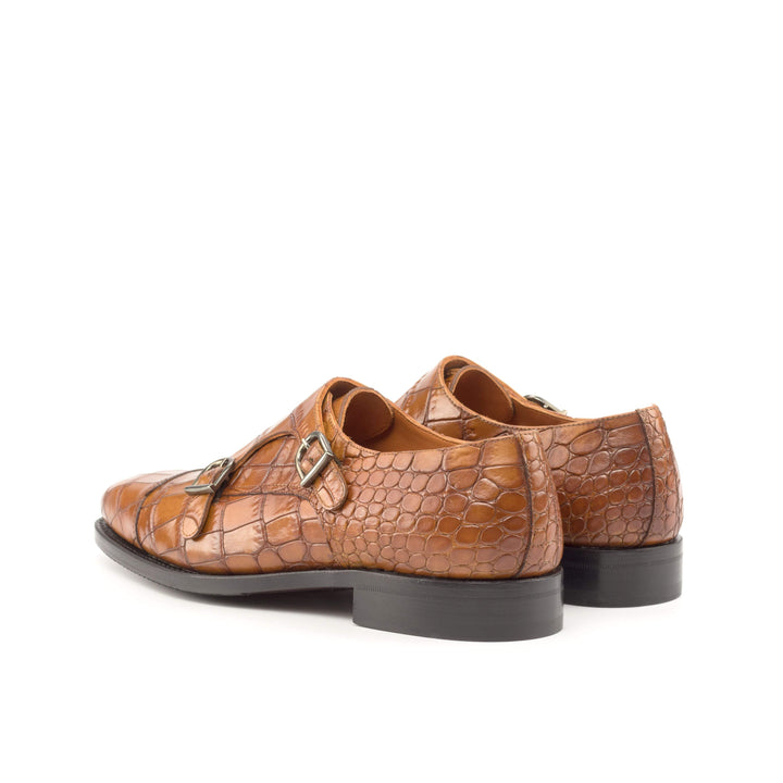 Men's Double Monk Shoes Leather Goodyear Welt Brown 4809 4- MERRIMIUM