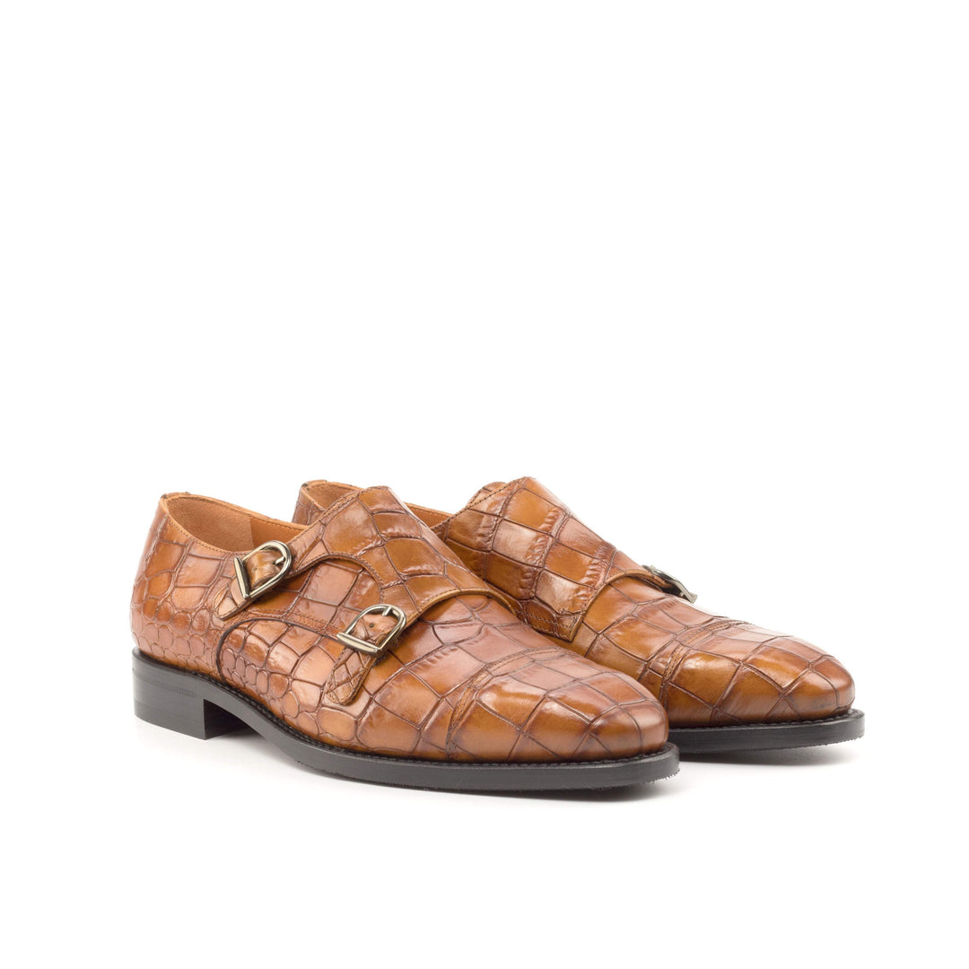 Men's Double Monk Shoes Leather Goodyear Welt Brown 4809 3- MERRIMIUM