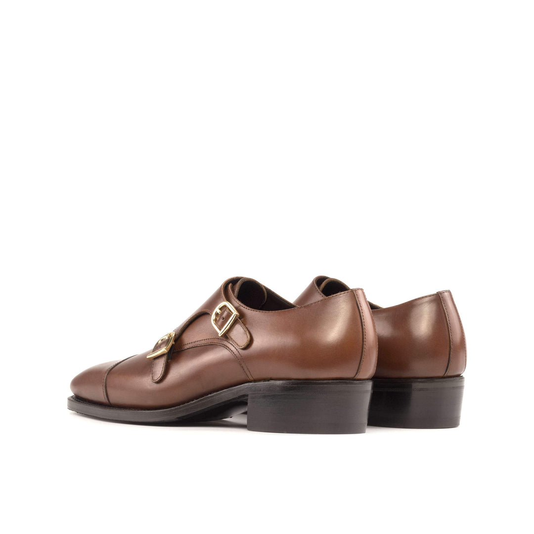 Men's Double Monk Shoes Leather Goodyear Welt Brown 5328 4- MERRIMIUM