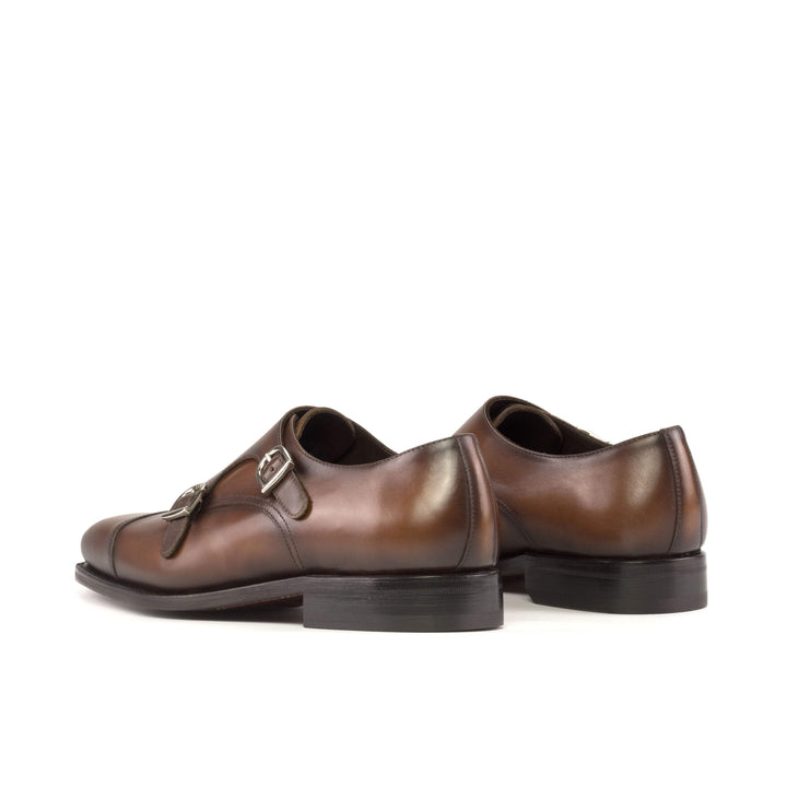 Men's Double Monk Shoes Leather Goodyear Welt Brown 5443 4- MERRIMIUM