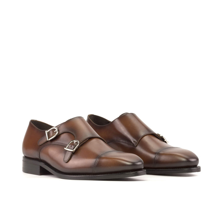 Men's Double Monk Shoes Leather Goodyear Welt Brown 5443 3- MERRIMIUM