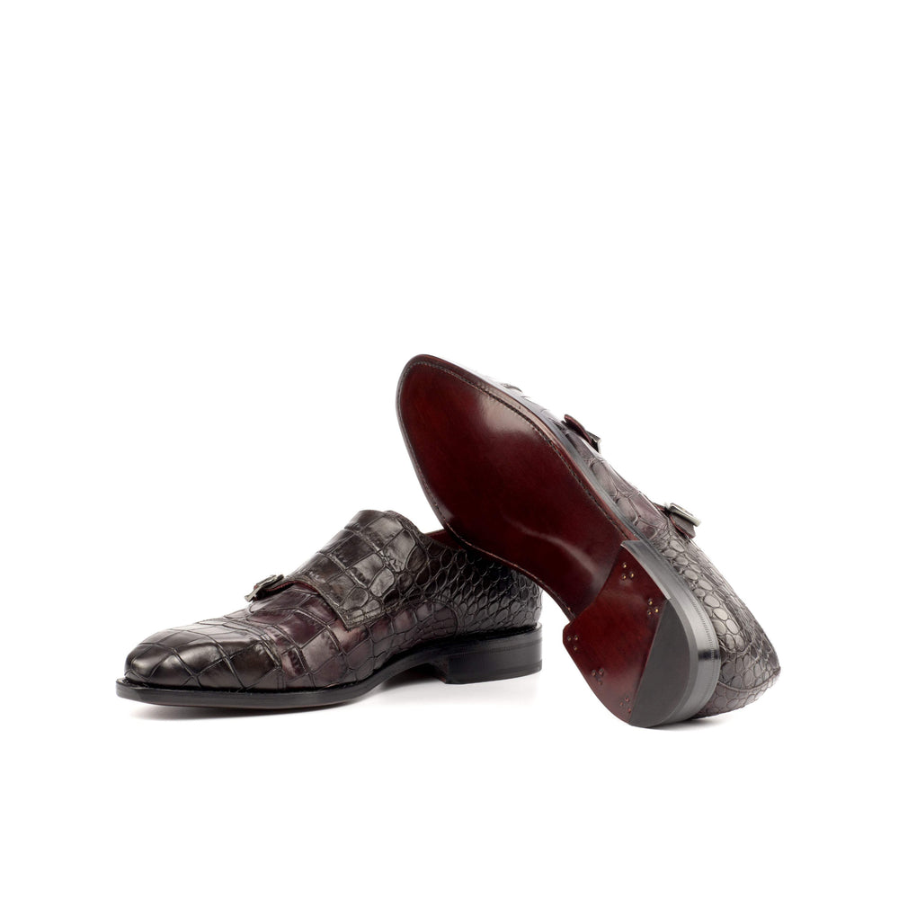 Men's Double Monk Shoes Leather Goodyear Welt Brown Burgundy 4492 2- MERRIMIUM