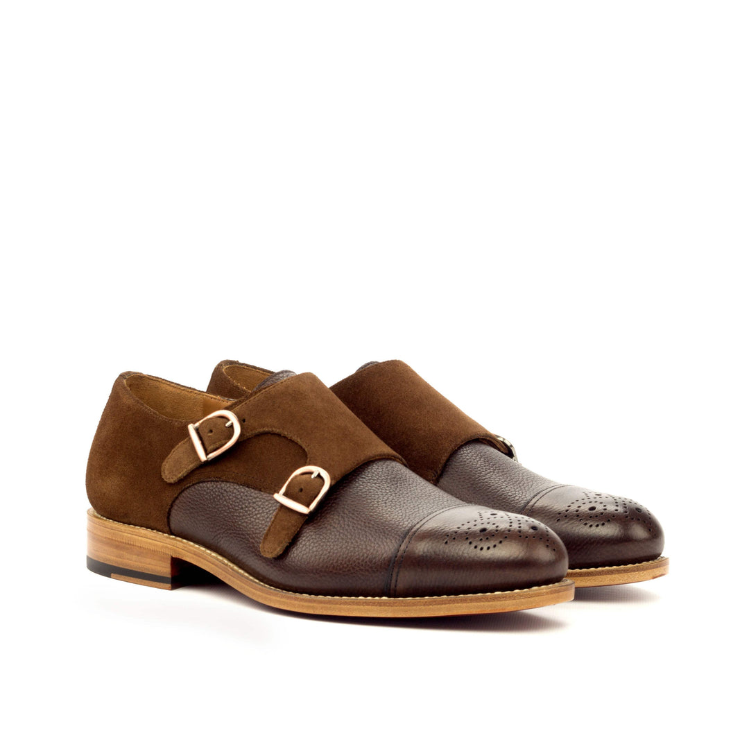 Men's Double Monk Shoes Leather Goodyear Welt Brown Dark Brown 3421 3- MERRIMIUM