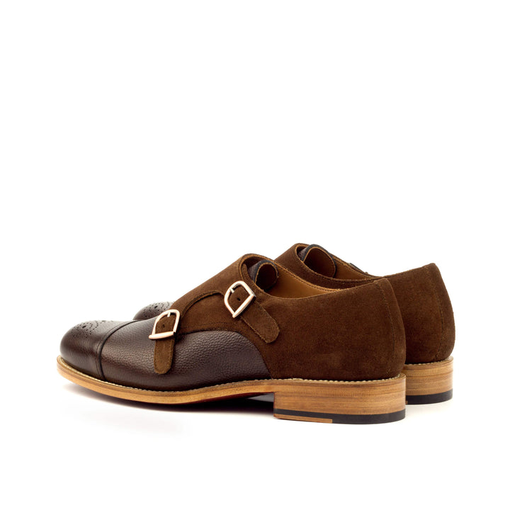 Men's Double Monk Shoes Leather Goodyear Welt Brown Dark Brown 3421 4- MERRIMIUM