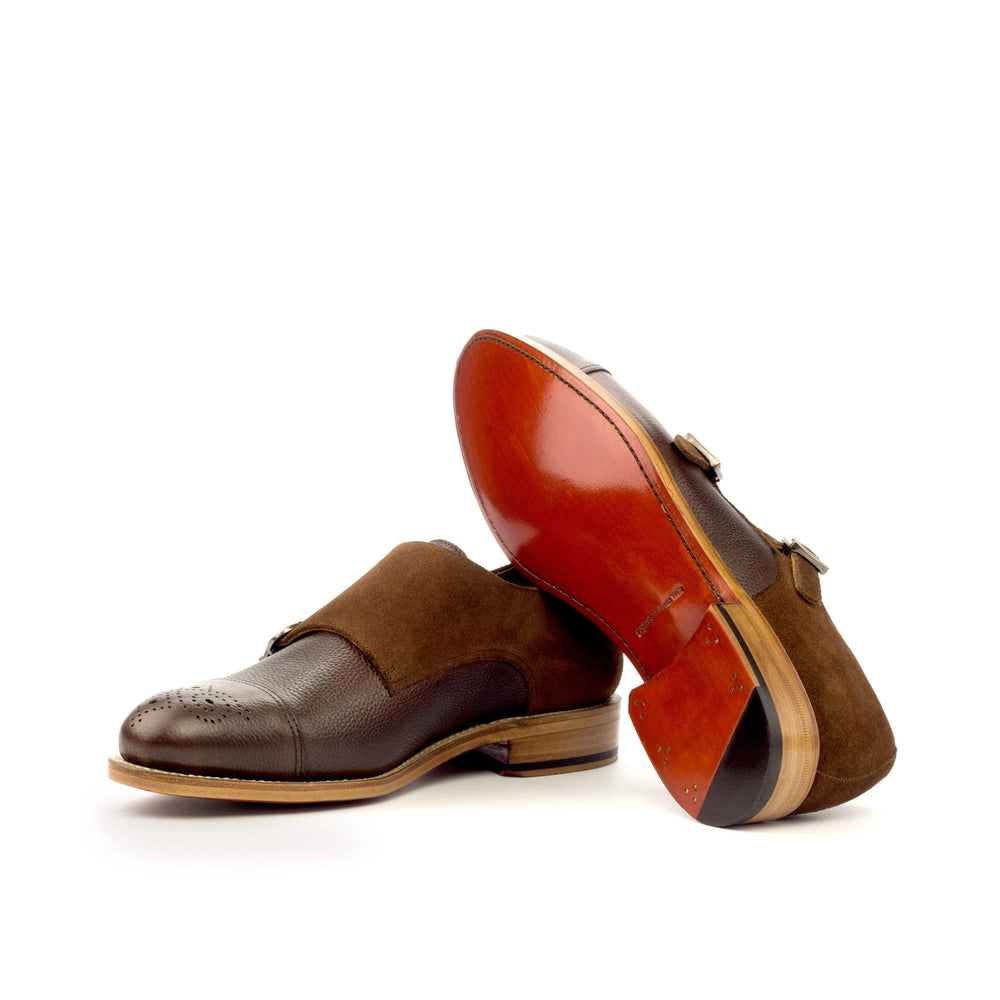 Men's Double Monk Shoes Leather Goodyear Welt Brown Dark Brown 3421 2- MERRIMIUM