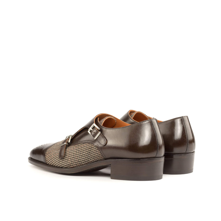 Men's Double Monk Shoes Leather Goodyear Welt Brown Dark Brown 4981 4- MERRIMIUM