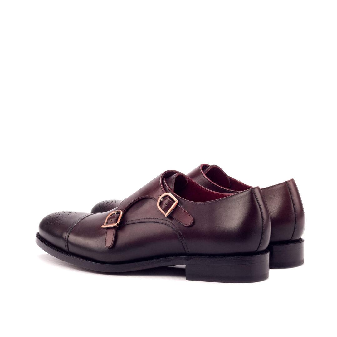 Men's Double Monk Shoes Leather Goodyear Welt Burgundy 3233 4- MERRIMIUM