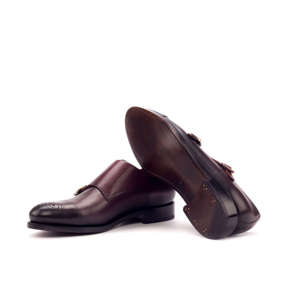 Men's Double Monk Shoes Leather Goodyear Welt Burgundy 3233 2- MERRIMIUM