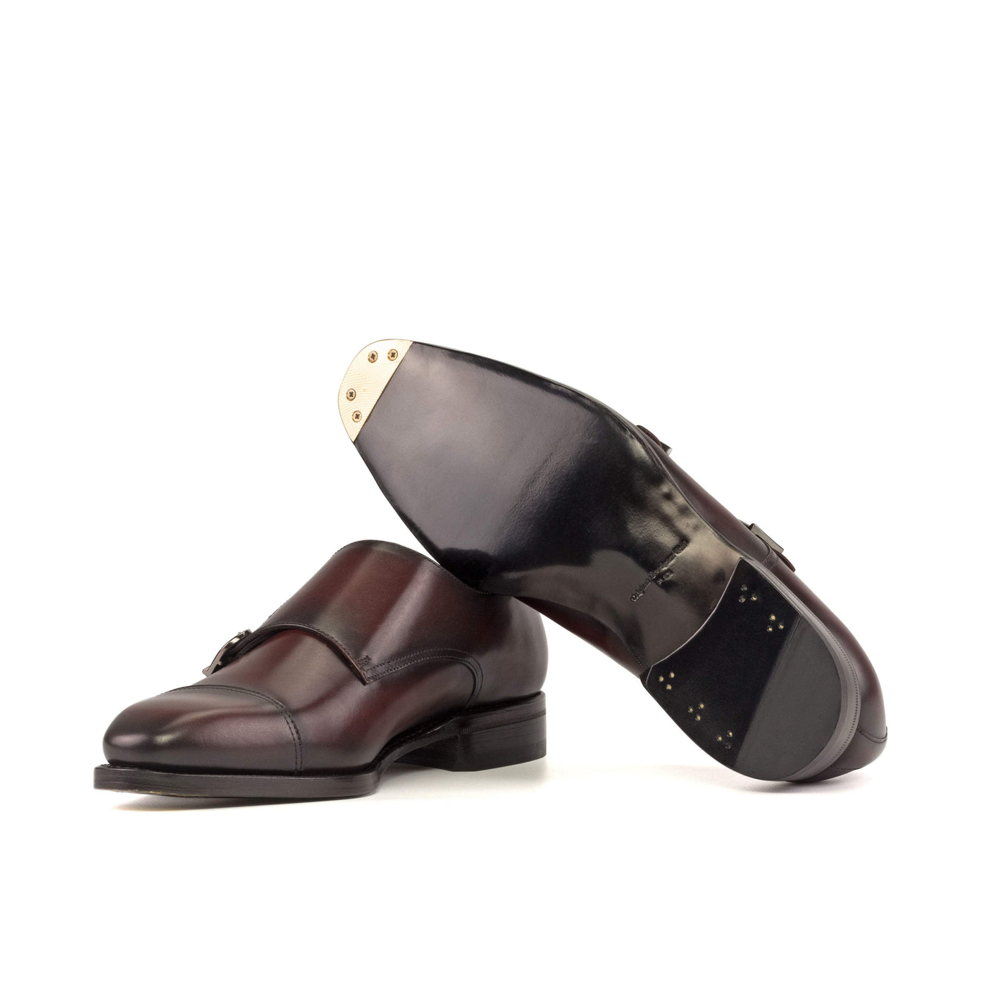 Men's Double Monk Shoes Leather Goodyear Welt Burgundy 5404 2- MERRIMIUM