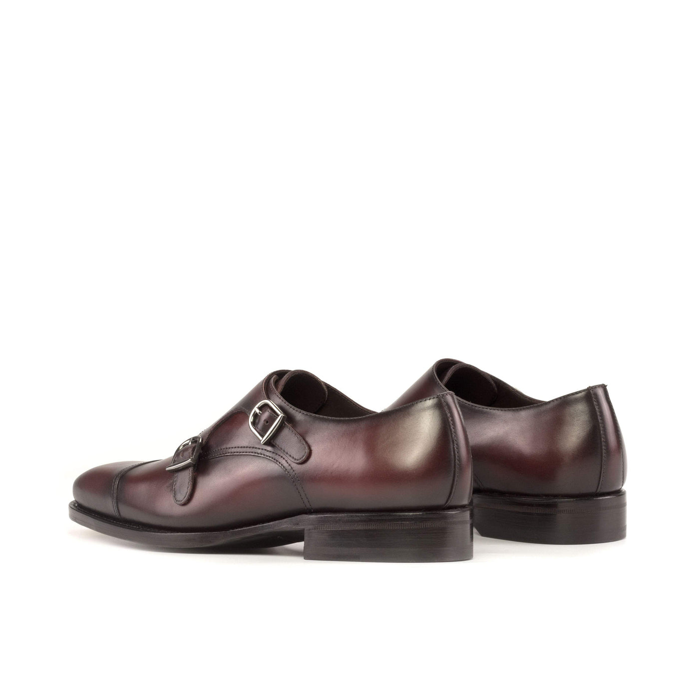 Men's Double Monk Shoes Leather Goodyear Welt Burgundy 5404 4- MERRIMIUM