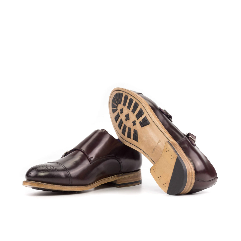 Men's Double Monk Shoes Leather Goodyear Welt Burgundy 5678 2- MERRIMIUM