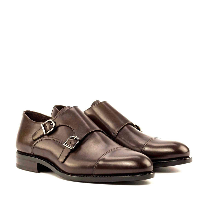 Men's Double Monk Shoes Leather Goodyear Welt Dark Brown 5004 3- MERRIMIUM