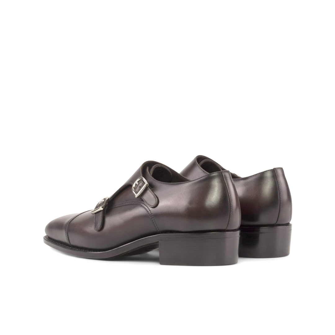 Men's Double Monk Shoes Leather Goodyear Welt Dark Brown 5411 4- MERRIMIUM