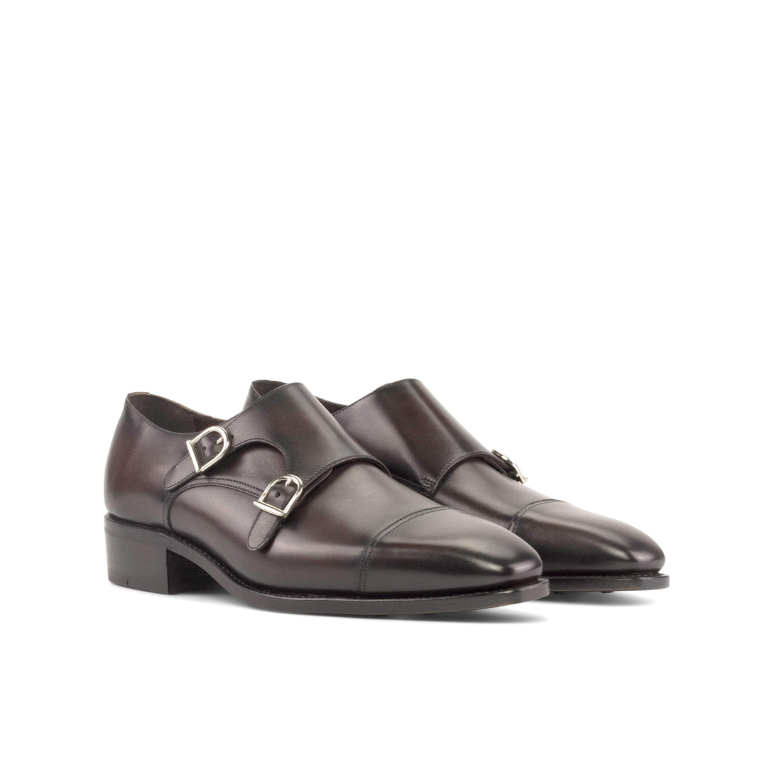Men's Double Monk Shoes Leather Goodyear Welt Dark Brown 5411 6- MERRIMIUM