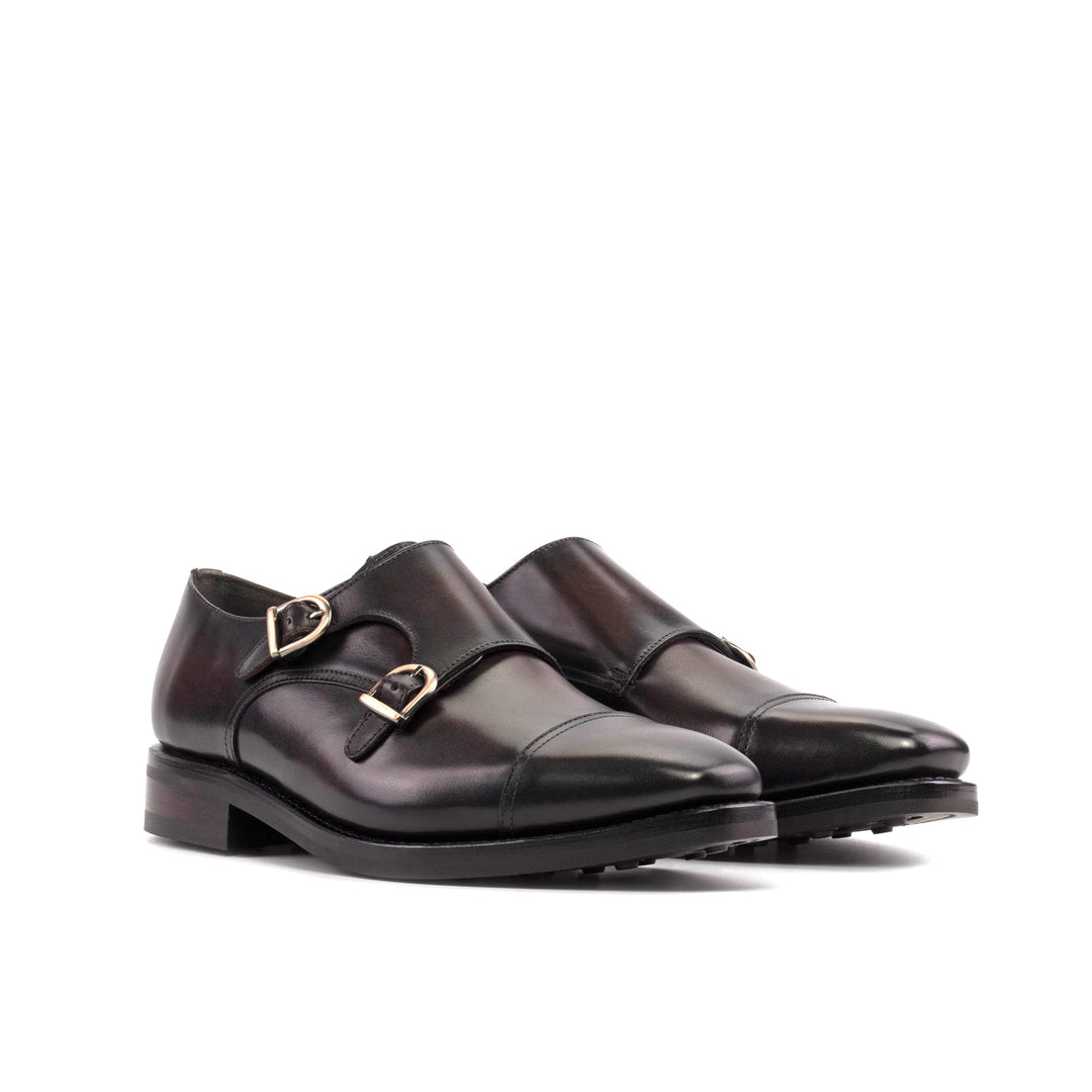 Men's Double Monk Shoes Leather Goodyear Welt Dark Brown 5703 6- MERRIMIUM