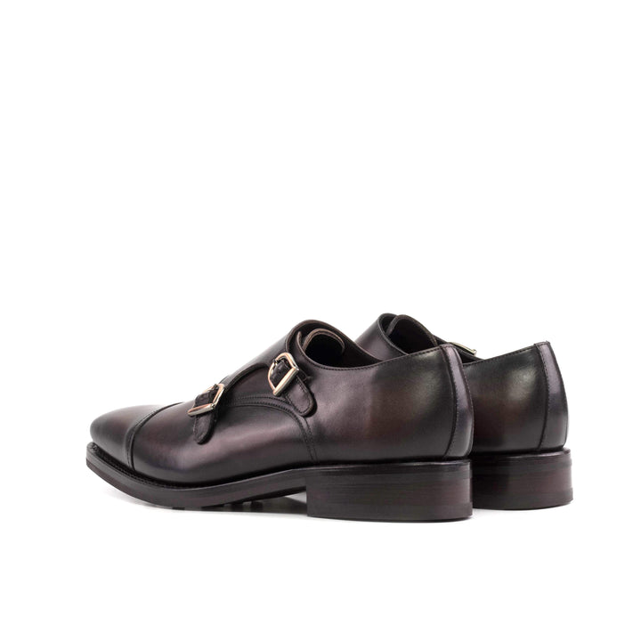 Men's Double Monk Shoes Leather Goodyear Welt Dark Brown 5703 4- MERRIMIUM