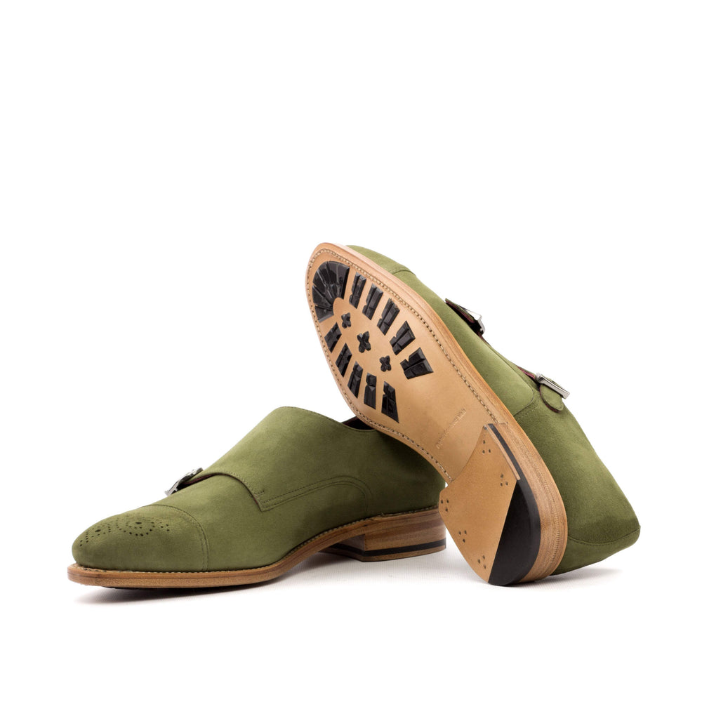 Men's Double Monk Shoes Leather Goodyear Welt Green 3470 2- MERRIMIUM