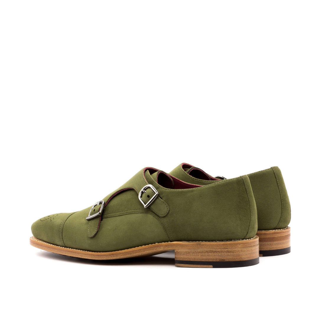 Men's Double Monk Shoes Leather Goodyear Welt Green 3470 4- MERRIMIUM