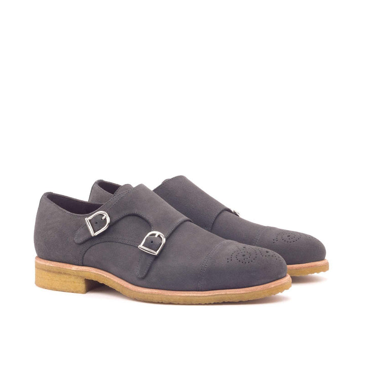 Men's Double Monk Shoes Leather Grey 2977 3- MERRIMIUM
