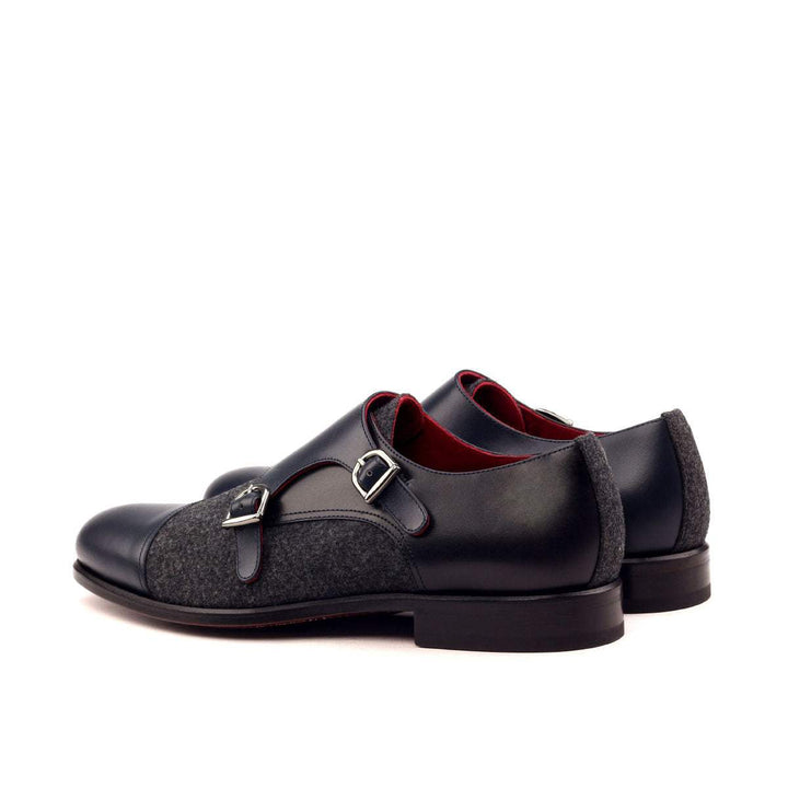 Men's Double Monk Shoes Leather Grey Black 2536 4- MERRIMIUM
