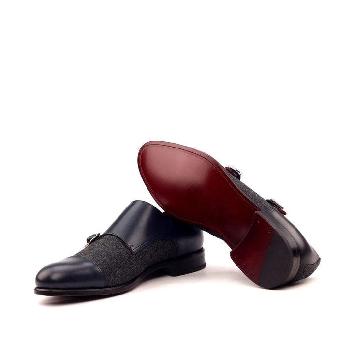 Men's Double Monk Shoes Leather Grey Black 2536 2- MERRIMIUM