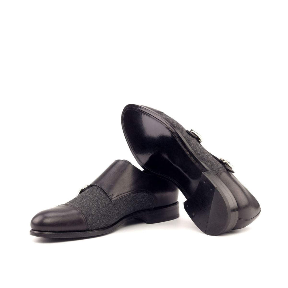Men's Double Monk Shoes Leather Grey Black 2644 2- MERRIMIUM