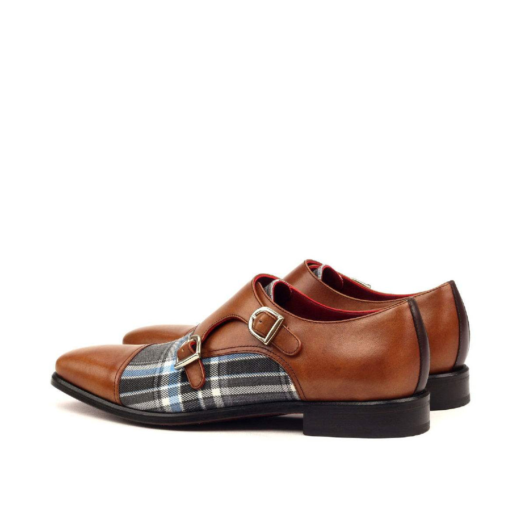 Men's Double Monk Shoes Leather Grey Dark Brown 2383 4- MERRIMIUM