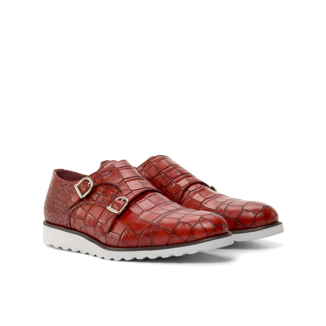 Men's Double Monk Shoes Leather Red 4837 3- MERRIMIUM