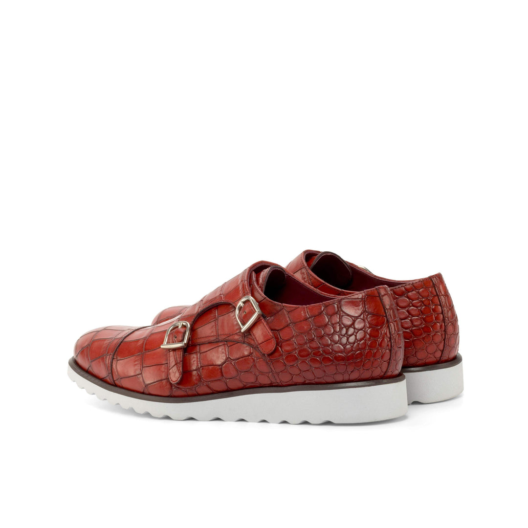 Men's Double Monk Shoes Leather Red 4837 4- MERRIMIUM