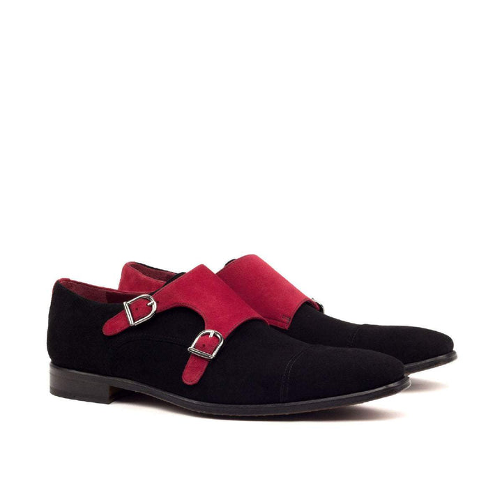 Men's Double Monk Shoes Leather Red Black 2453 3- MERRIMIUM