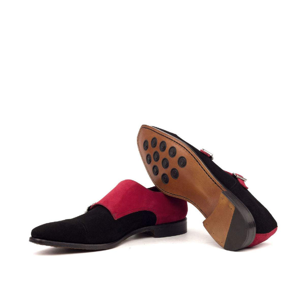 Men's Double Monk Shoes Leather Red Black 2453 2- MERRIMIUM