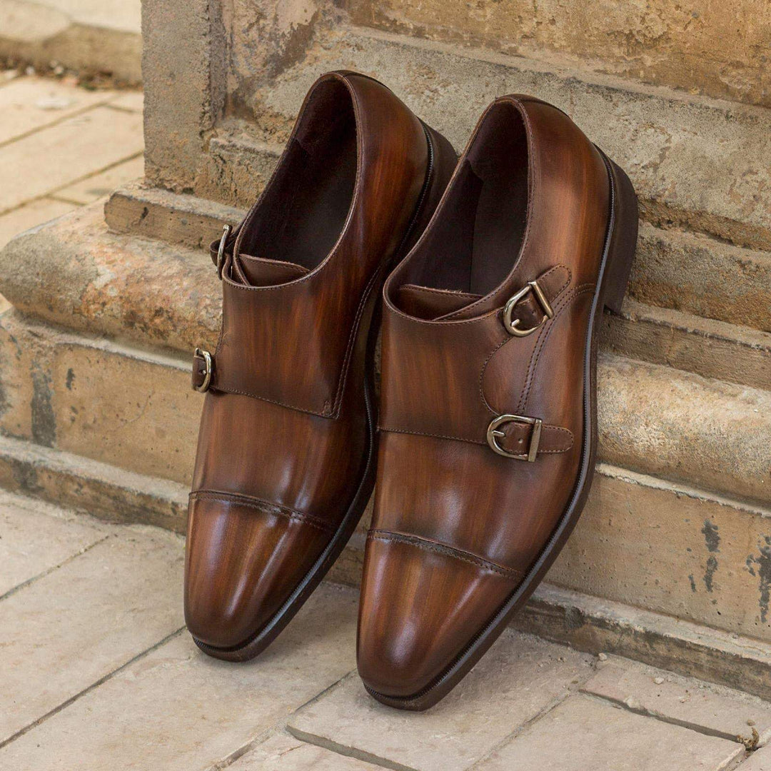 Men's Double Monk Shoes Patina Dark Brown 2090 1- MERRIMIUM--GID-1543-2090