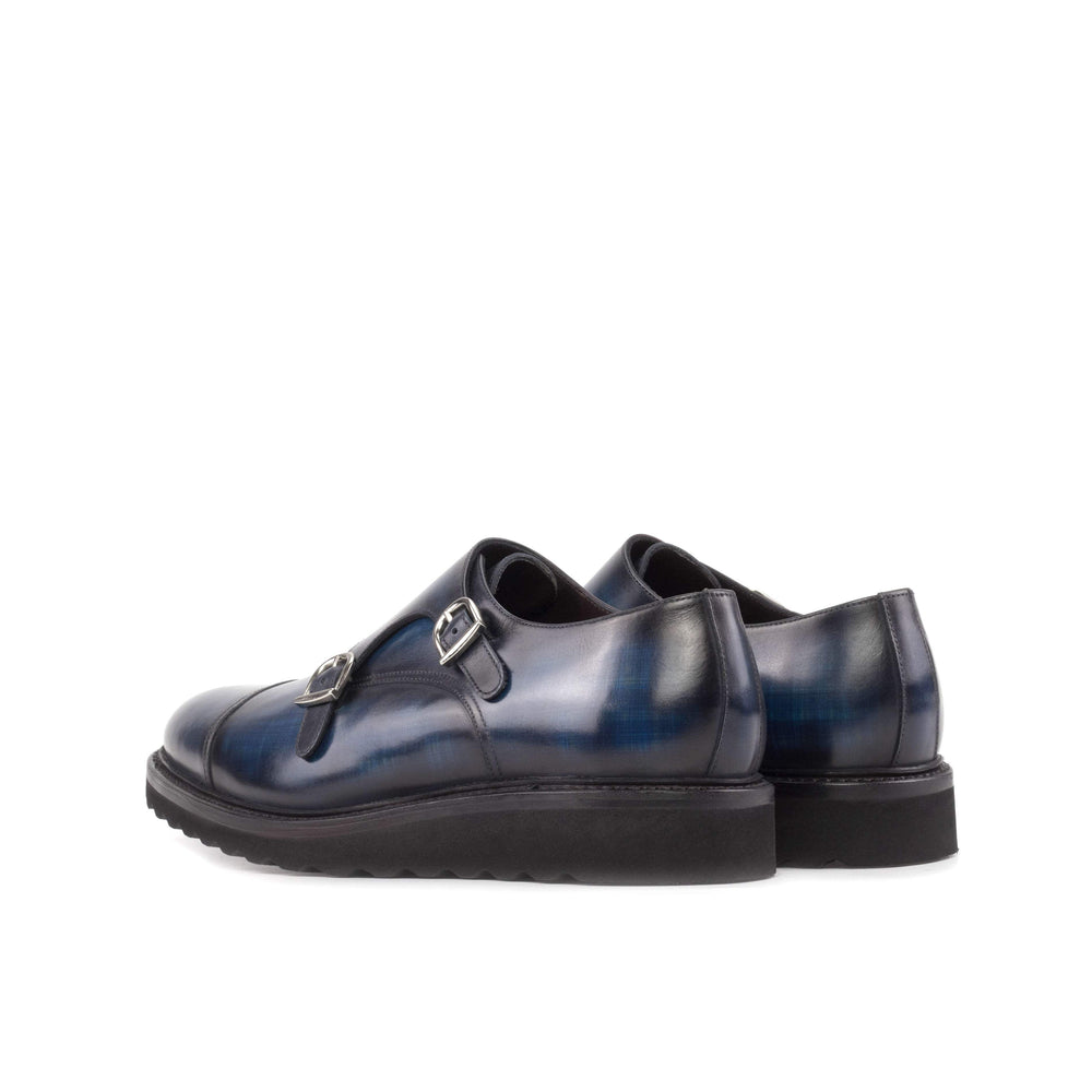 Men's Double Monk Shoes Patina Goodyear Welt Blue 5548 2- MERRIMIUM