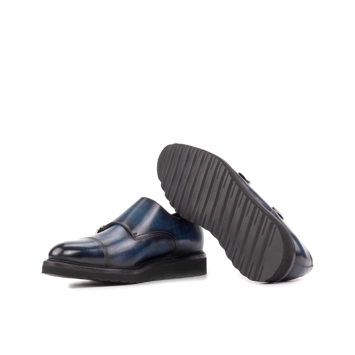 Men's Double Monk Shoes Patina Goodyear Welt Blue 5548 5- MERRIMIUM