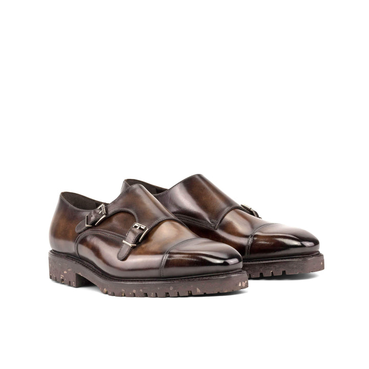 Men's Double Monk Shoes Patina Goodyear Welt Brown 5349 4- MERRIMIUM