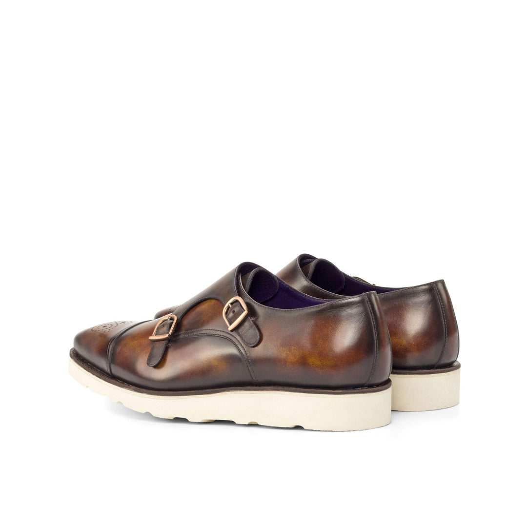 Men's Double Monk Shoes Patina Goodyear Welt Burgundy 4747 4- MERRIMIUM